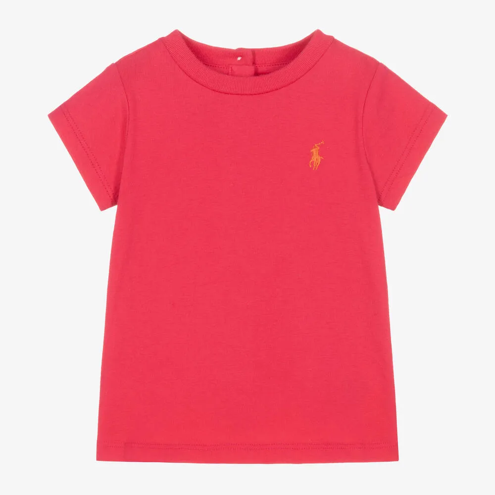 Baby Girls Pink Cotton T-Shirt