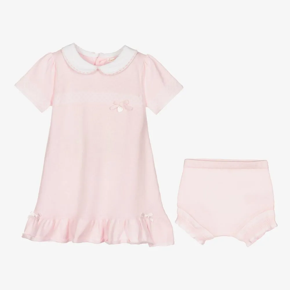 Baby Girls Pink Knit Dress Set