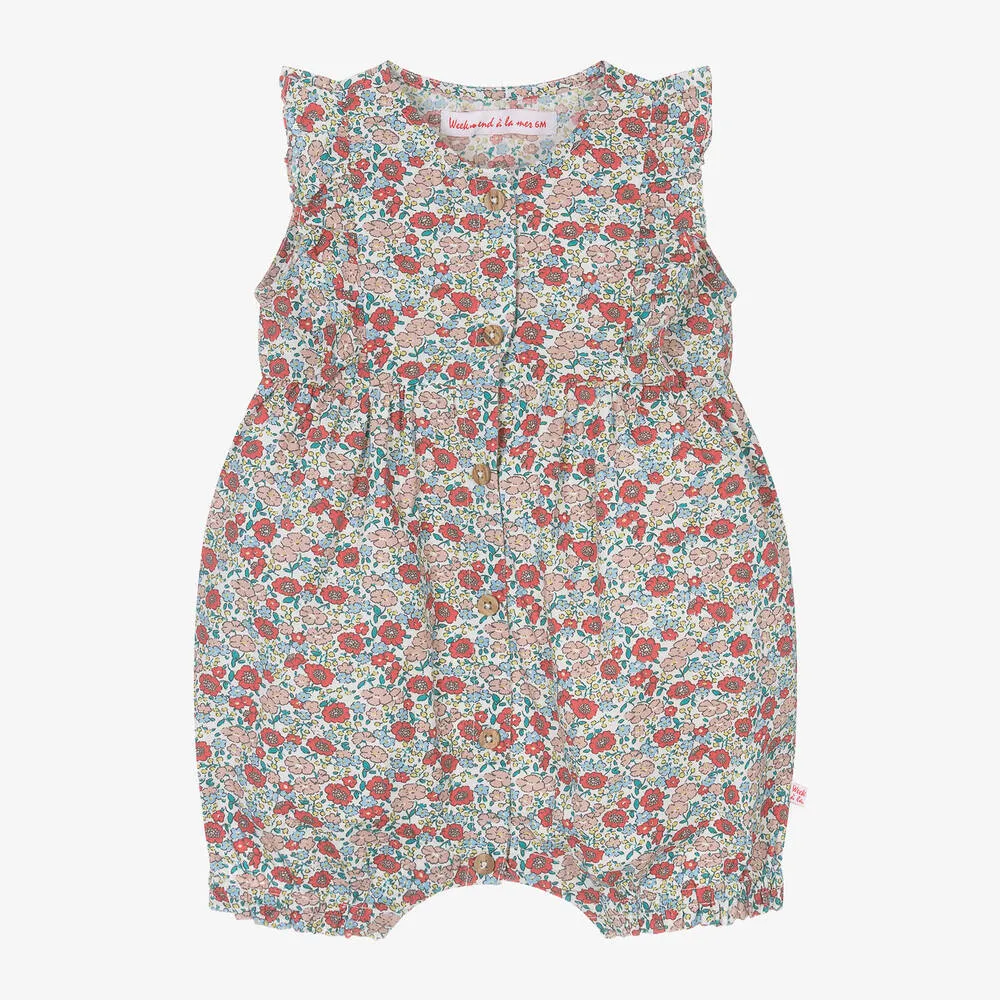 Baby Girls Red Floral Cotton Shortie