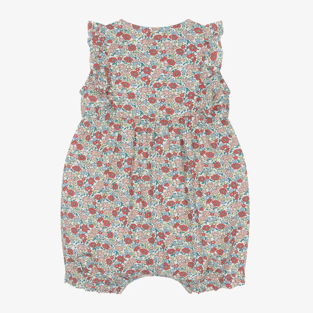 Baby Girls Red Floral Cotton Shortie