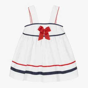 Baby Girls White Cotton Bow Dress