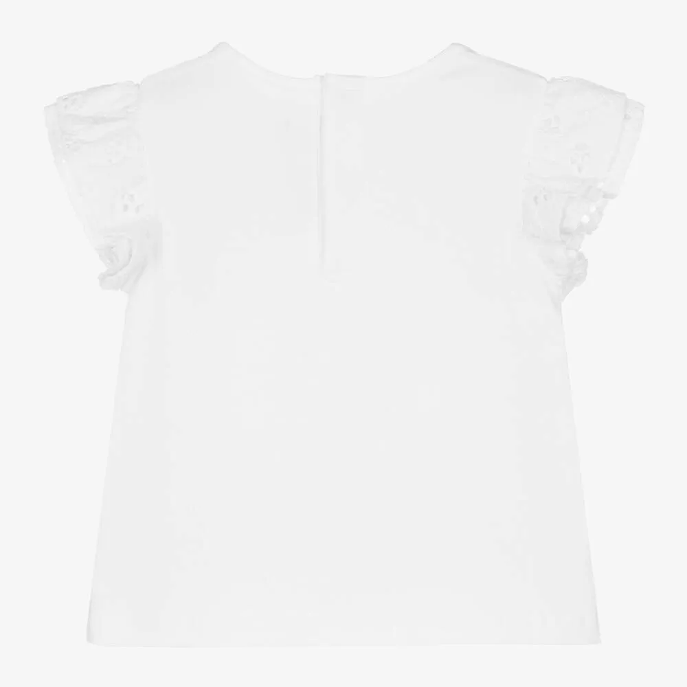 Baby Girls White Cotton Frill Blouse