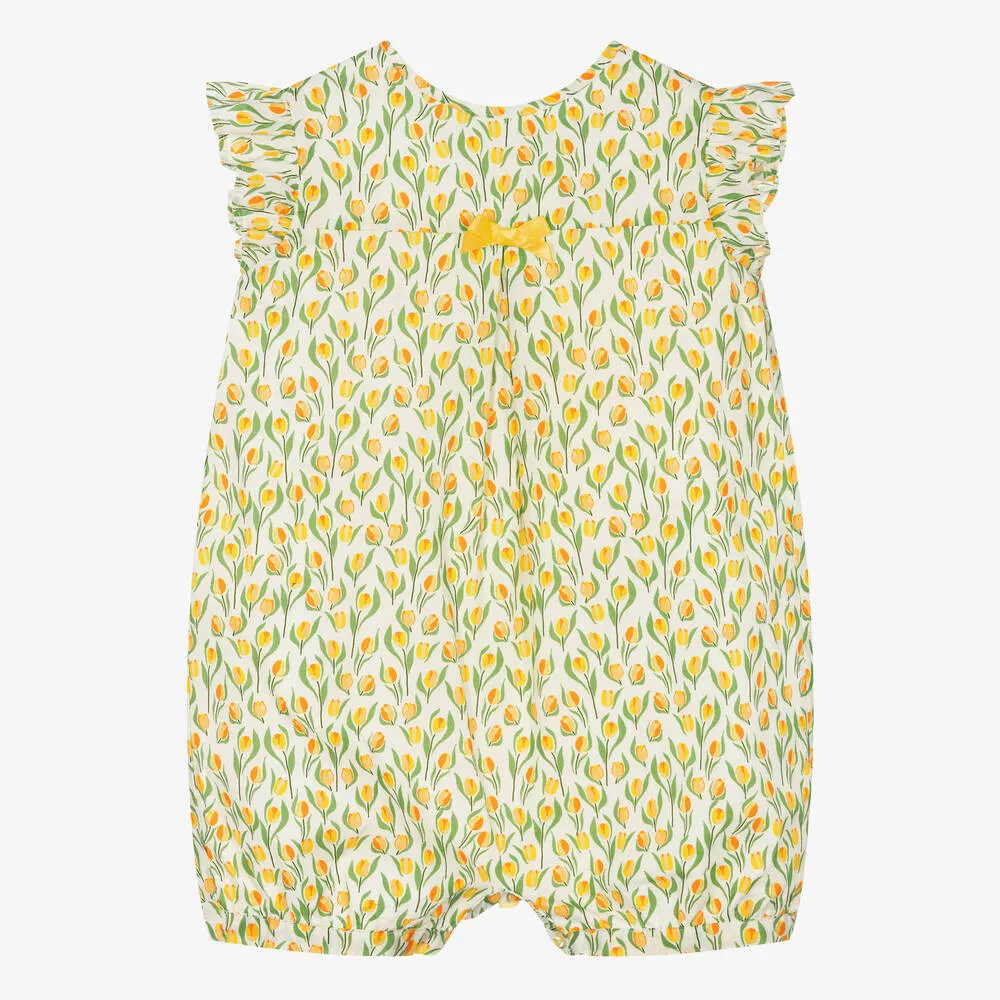 Baby Girls Yellow Floral Cotton Shortie