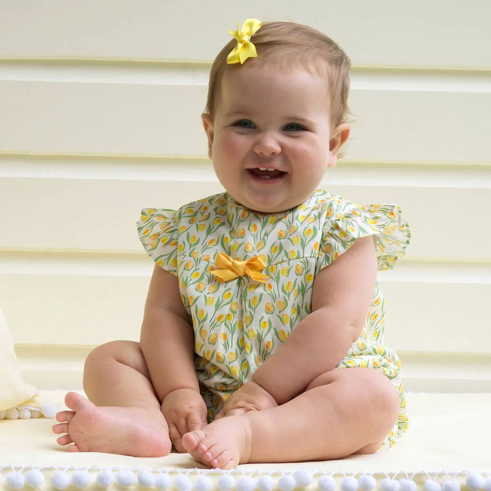 Baby Girls Yellow Floral Cotton Shortie