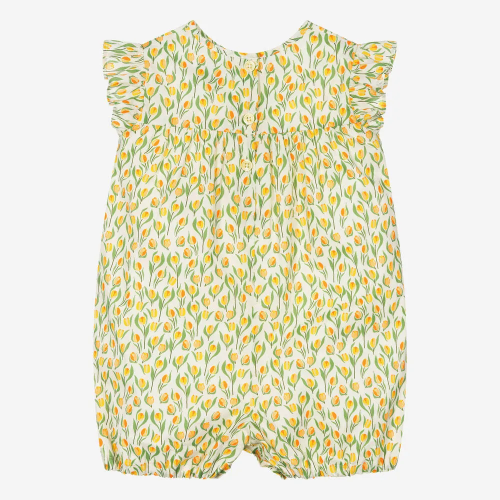 Baby Girls Yellow Floral Cotton Shortie