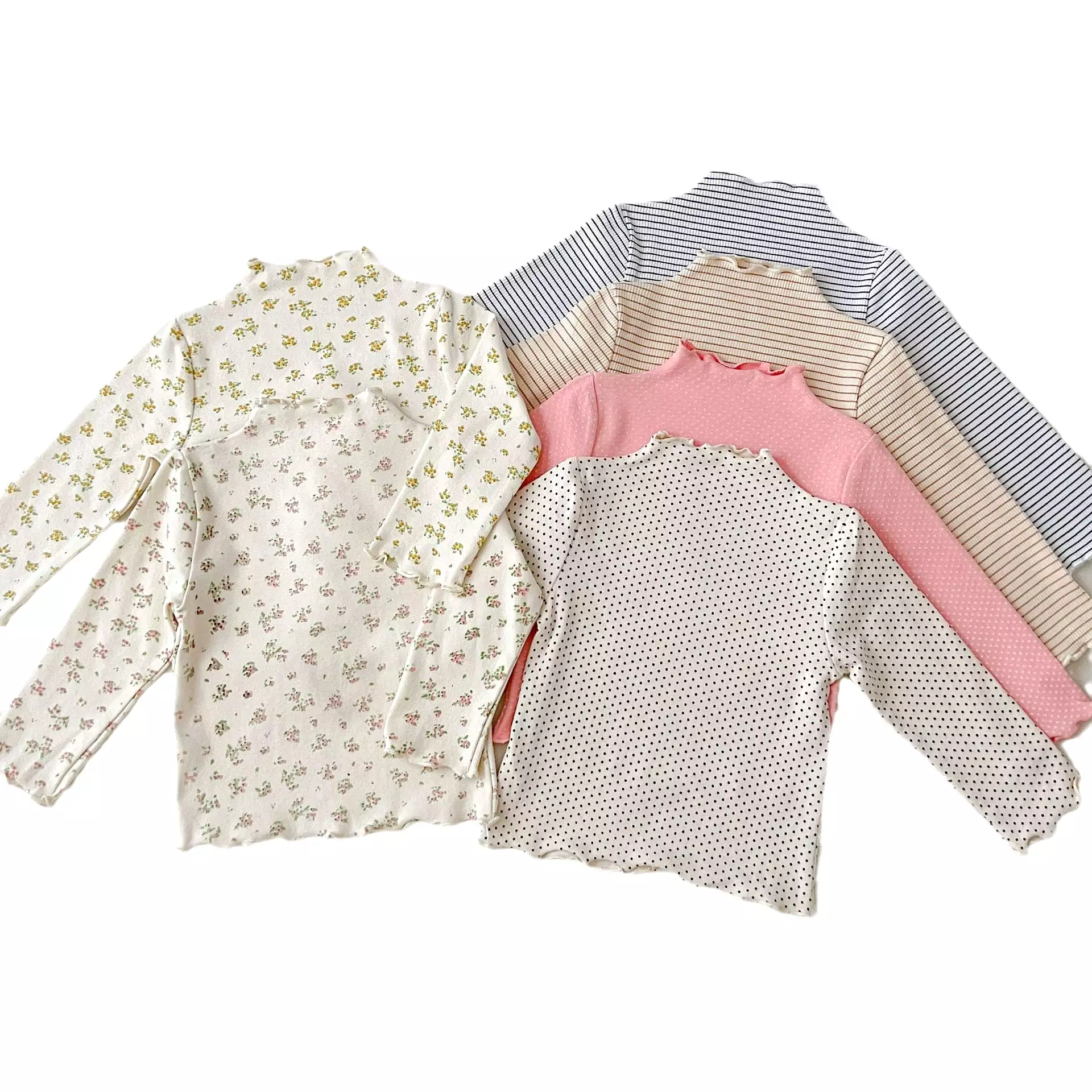 Baby Kid Girls Striped Flower Polka dots Print Tops Wholesale 23113091