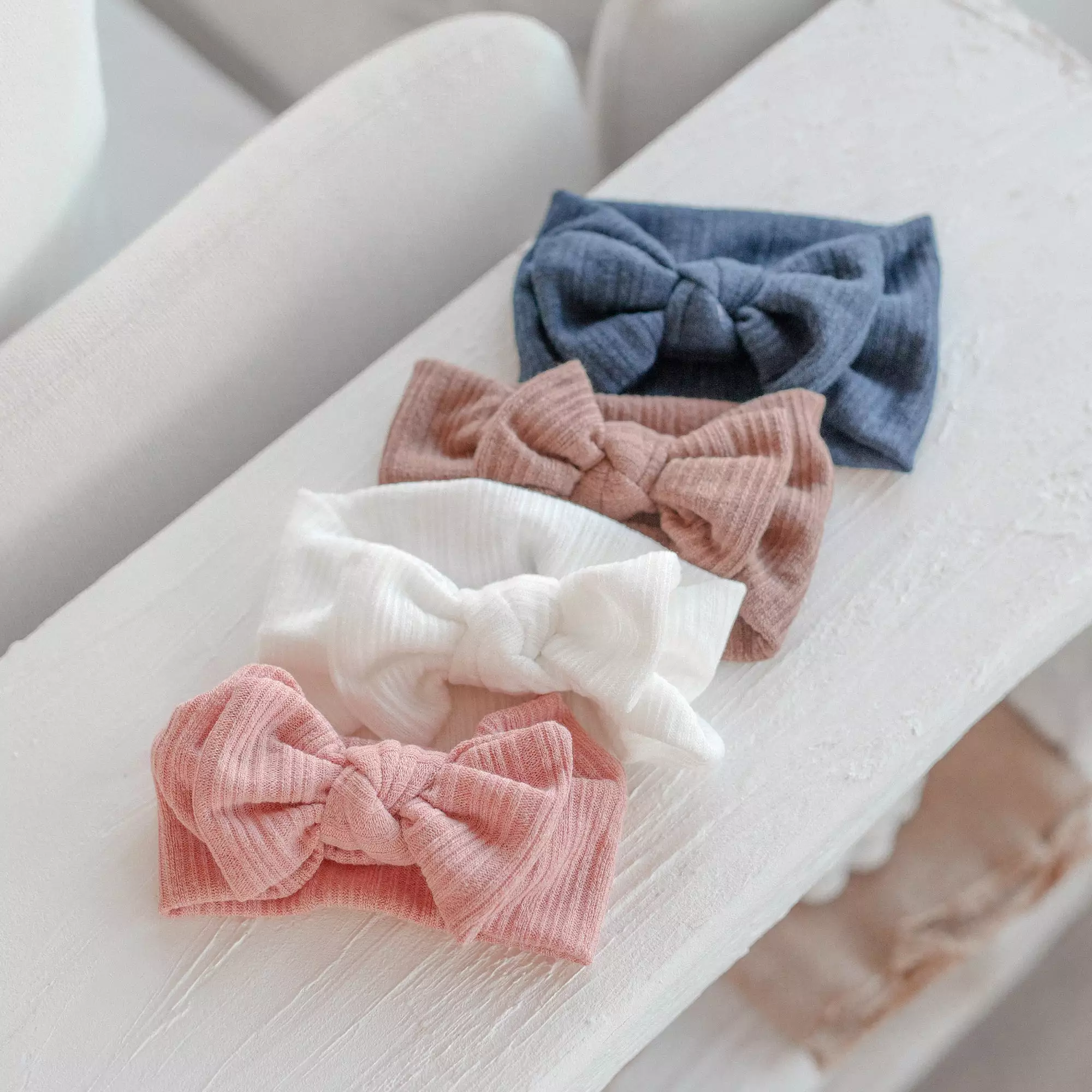 Baby Light Knit Single Soft Bow Knot Headband — Mustard