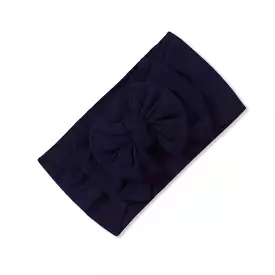 Baby Soft n Stretchy Double Bow Plain Headband — Black