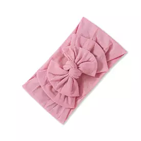 Baby Soft n Stretchy Double Bow Plain Headband — Blush