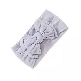 Baby Soft n Stretchy Double Bow Plain Headband — Cloud