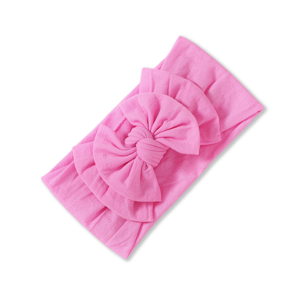 Baby Soft n Stretchy Double Bow Plain Headband — Fuchsia