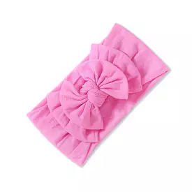 Baby Soft n Stretchy Double Bow Plain Headband — Fuchsia