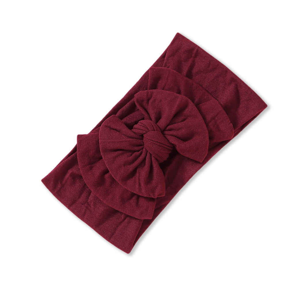 Baby Soft n Stretchy Double Bow Plain Headband — Magenta