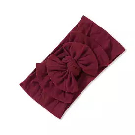 Baby Soft n Stretchy Double Bow Plain Headband — Magenta