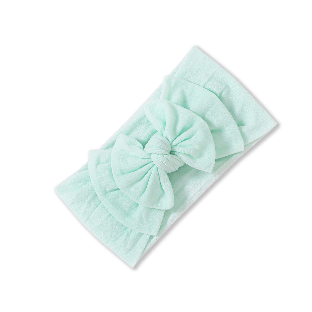 Baby Soft n Stretchy Double Bow Plain Headband — Mint