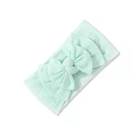 Baby Soft n Stretchy Double Bow Plain Headband — Mint