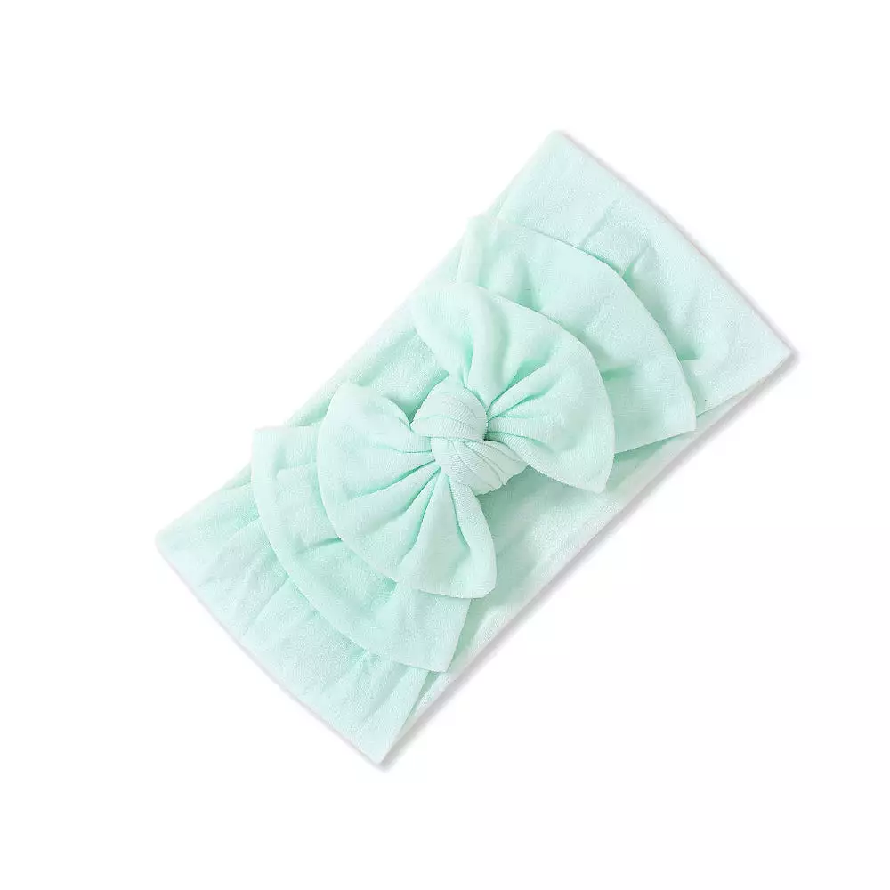 Baby Soft n Stretchy Double Bow Plain Headband — Mint