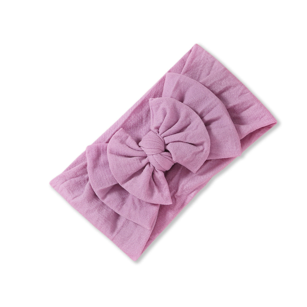 Baby Soft n Stretchy Double Bow Plain Headband — Orchid