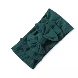 Baby Soft n Stretchy Double Bow Plain Headband — Pine Green