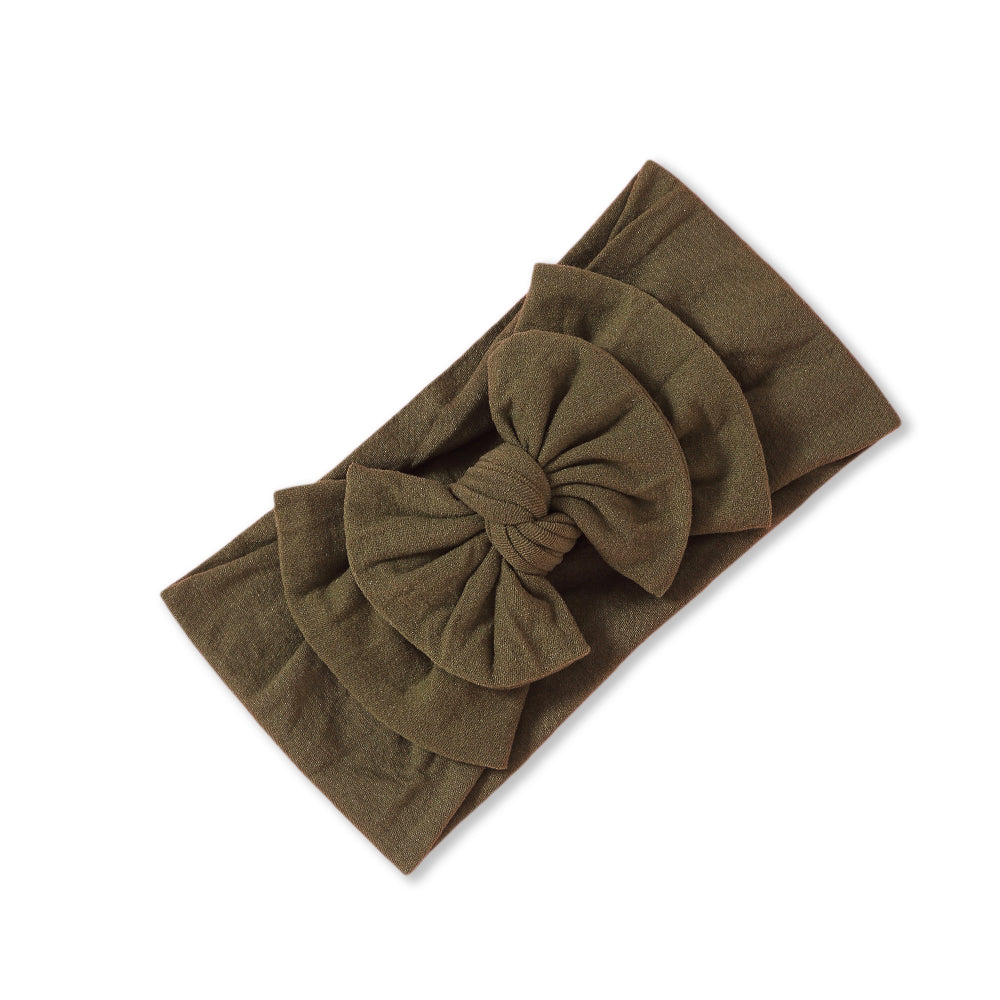 Baby Soft n Stretchy Double Bow Plain Headband — Sage