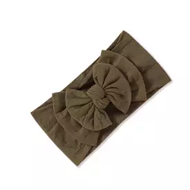 Baby Soft n Stretchy Double Bow Plain Headband — Sage