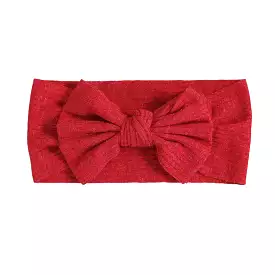 Baby Textured Single Soft Bow Knot Headband — Glisten Red