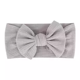 Baby Textured Single Soft Bow Knot Headband — Grey