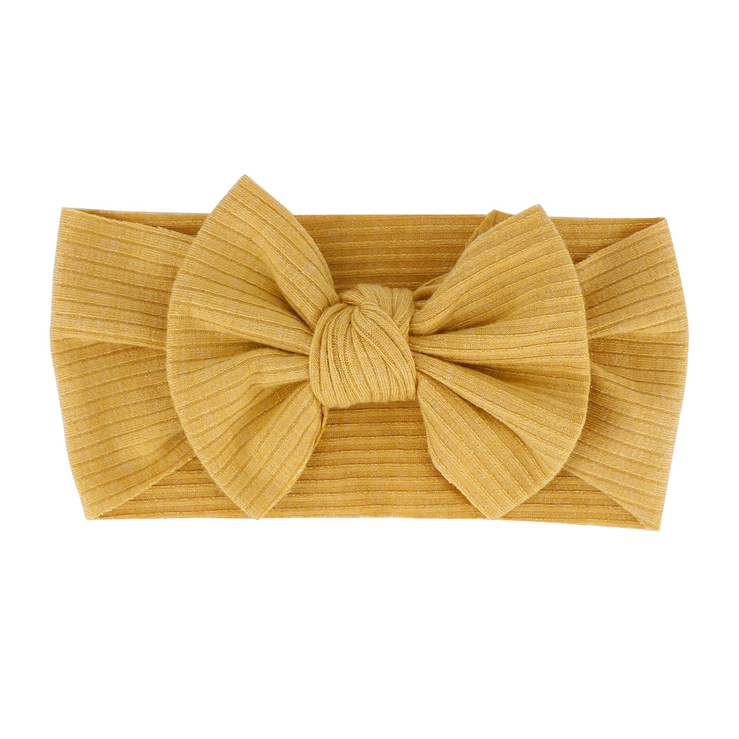 Baby Textured Single Soft Bow Knot Headband — Mustard