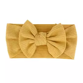 Baby Textured Single Soft Bow Knot Headband — Mustard