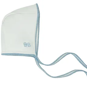 Bandeau Bebe Cotton Baby Bonnet- Dusty Blue Stitching