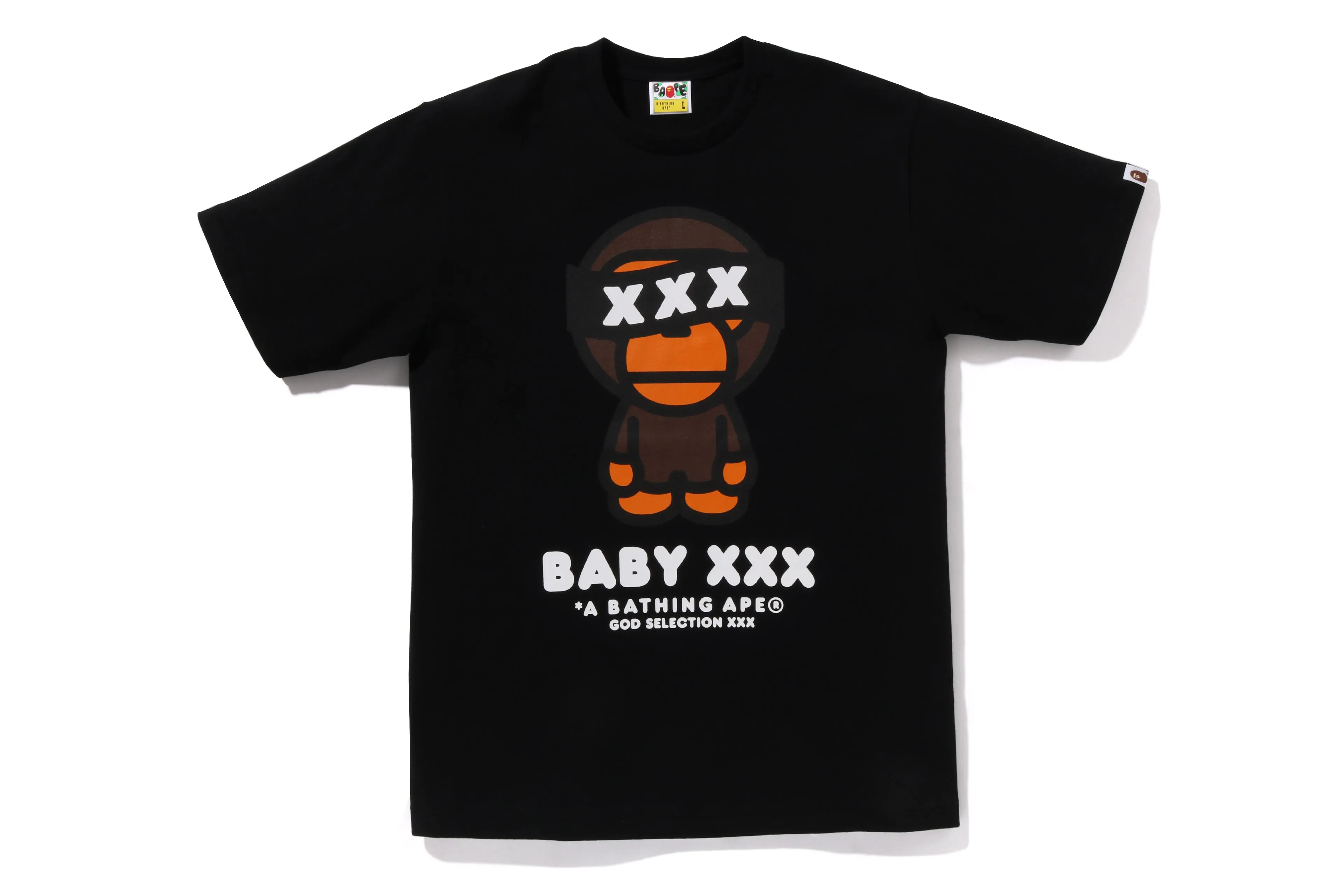 BAPE X GOD SELECTION XXX BABY MILO TEE MENS