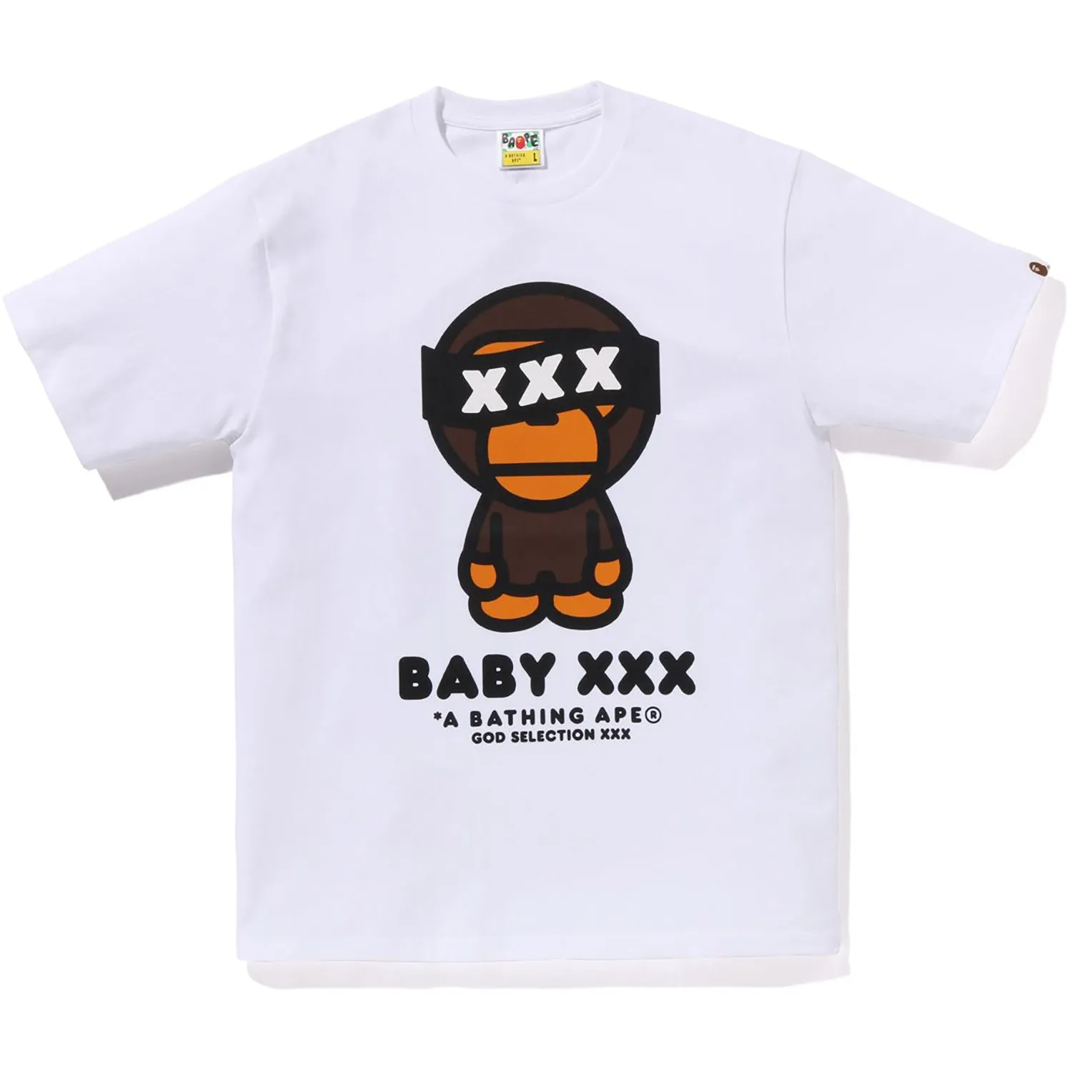 BAPE X GOD SELECTION XXX BABY MILO TEE MENS