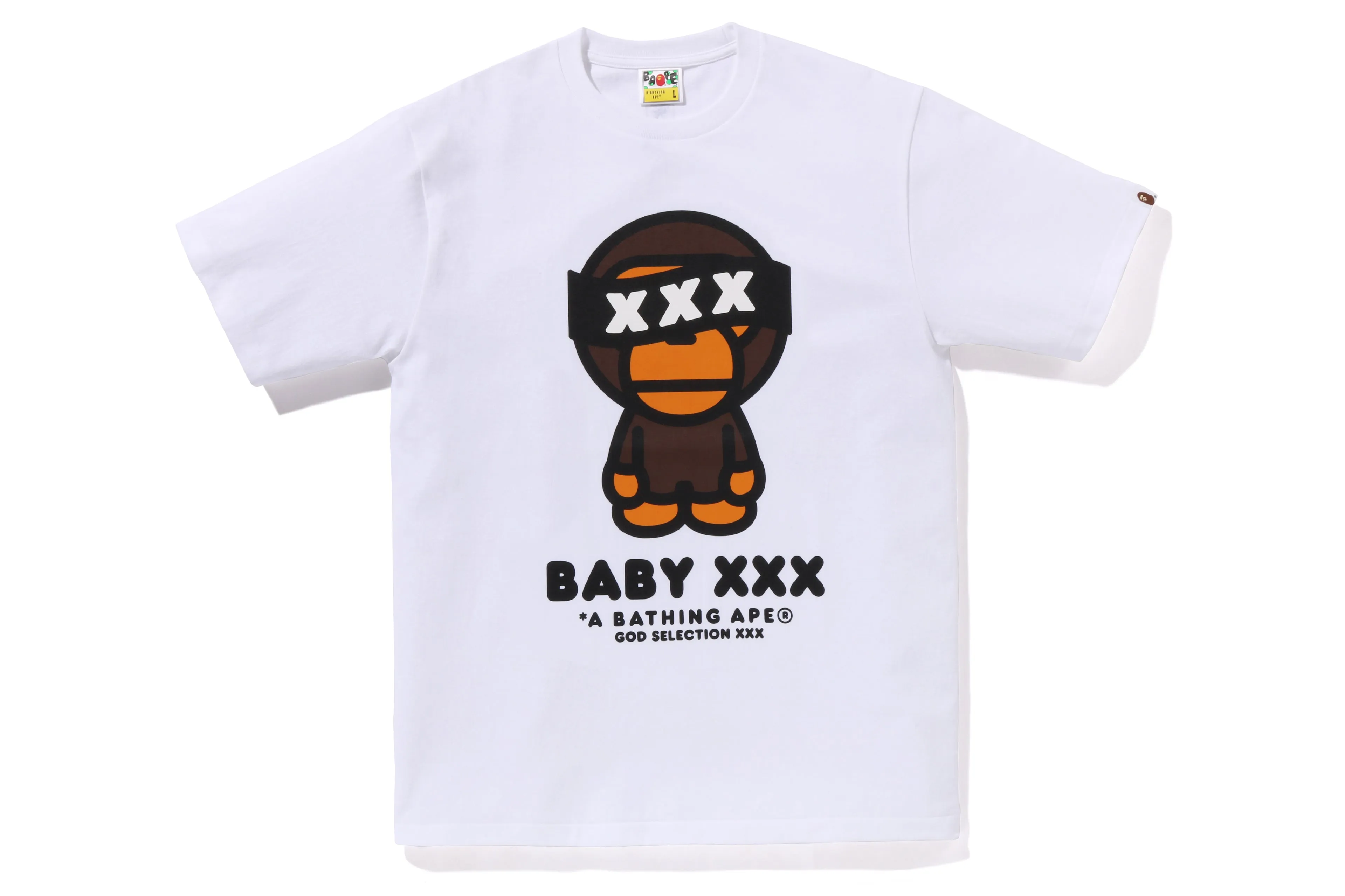 BAPE X GOD SELECTION XXX BABY MILO TEE MENS