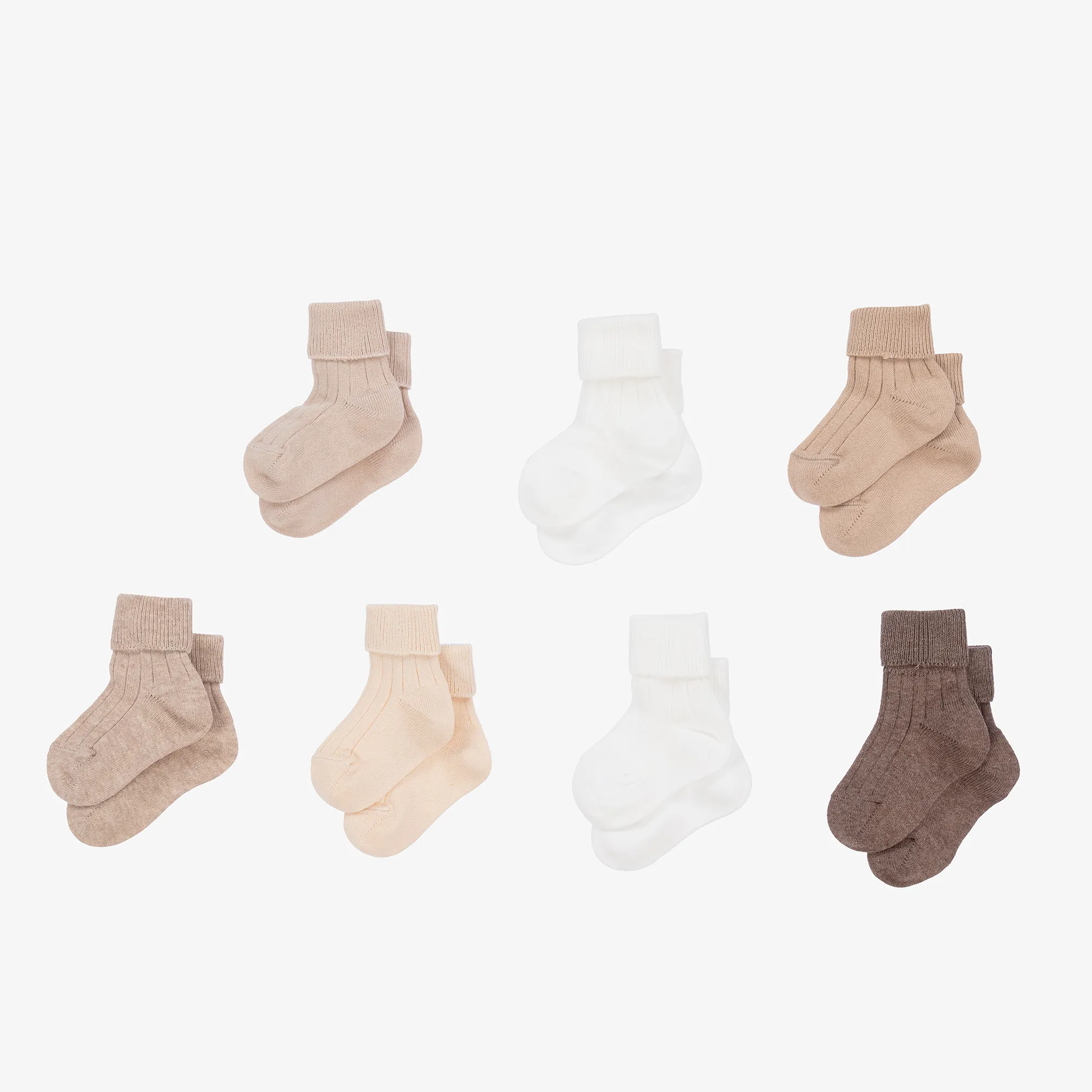 Beige Knitted Baby Socks (7 Pack)