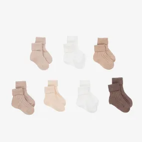 Beige Knitted Baby Socks (7 Pack)