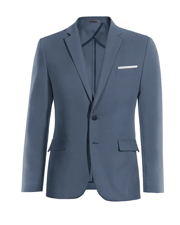  Blazer sin forro azul acero slim fit y con pañuelo