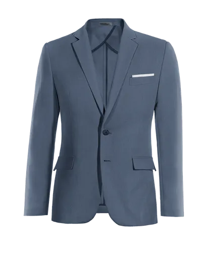  Blazer sin forro azul acero slim fit y con pañuelo