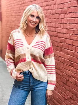 Candy Apple Striped Sweater Cardigan