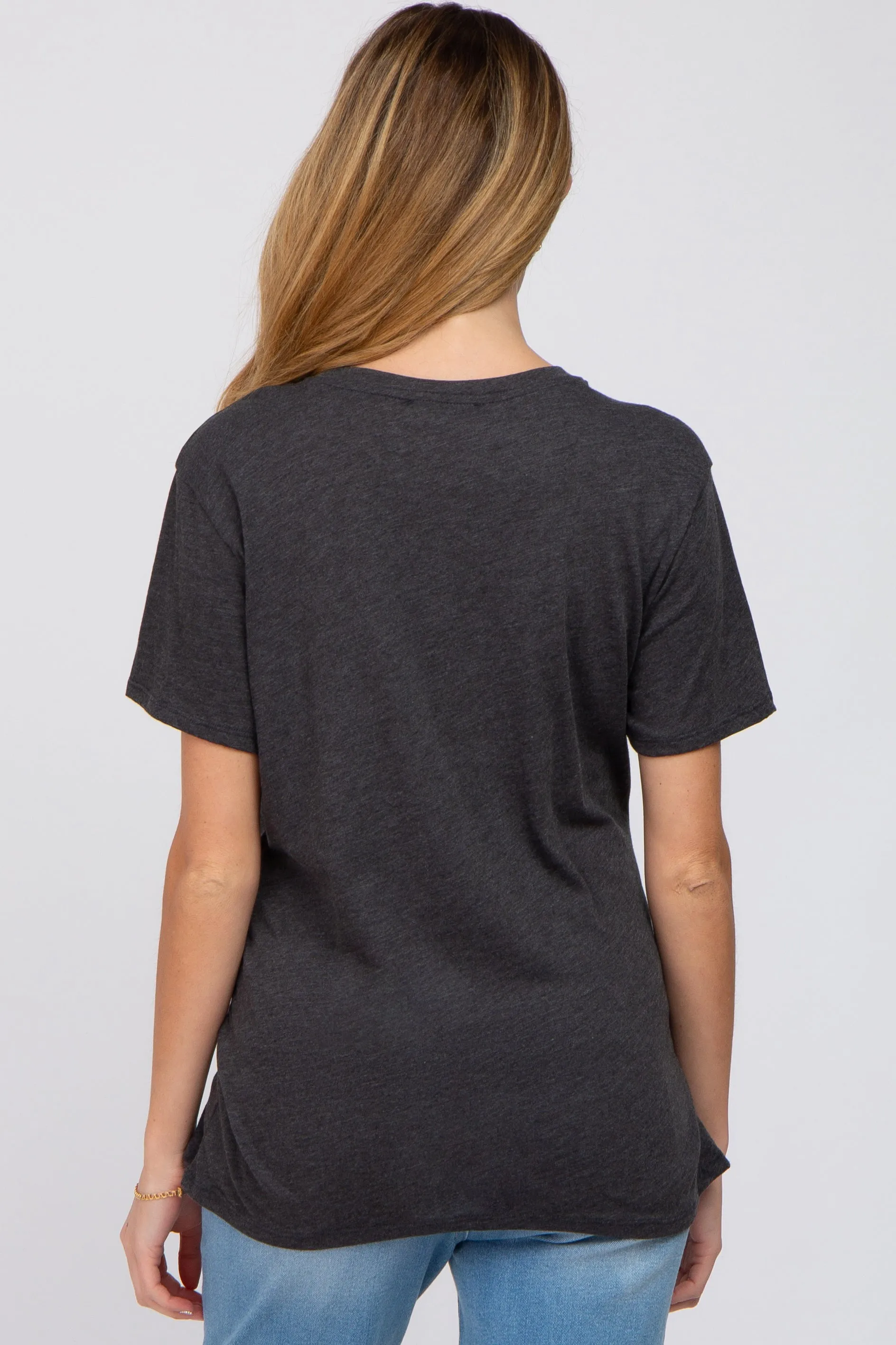 Charcoal Oversized Short Sleeve Maternity Top