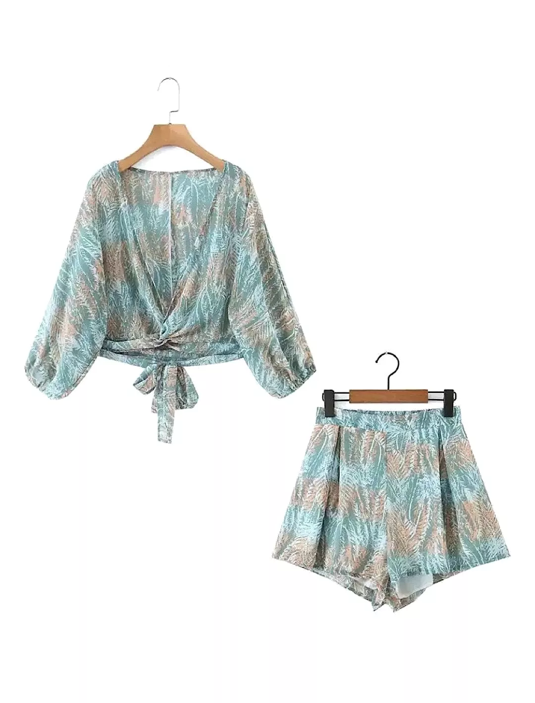 Chiffon Shorts And Wrap Top Set