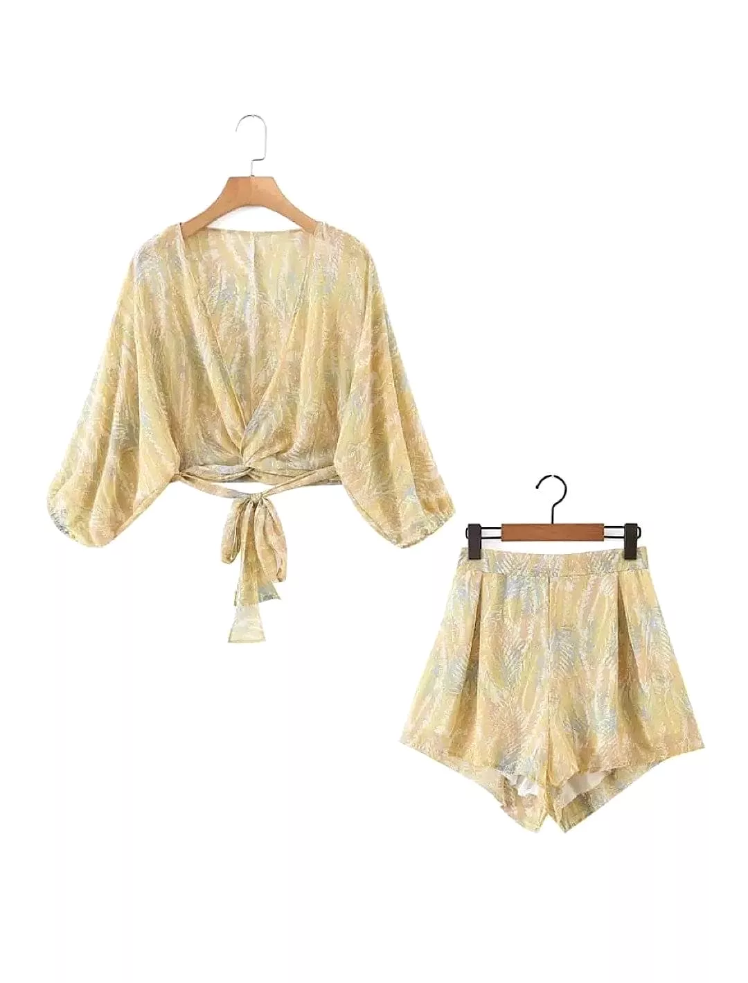 Chiffon Shorts And Wrap Top Set