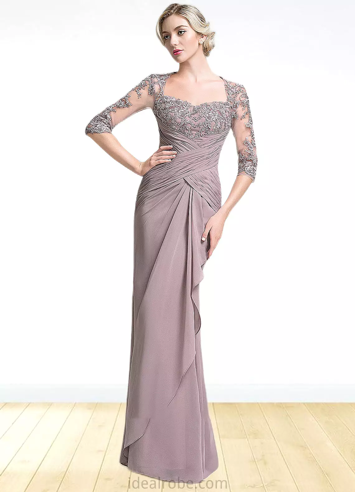 Cindy Trumpet/Mermaid Sweetheart Floor-Length Chiffon Mother of the Bride Dress With Ruffle Cascading Ruffles STK126P0014694