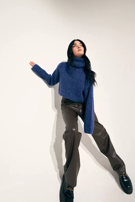 Cobalt Bruni Crop Turtleneck Sweater