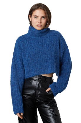 Cobalt Bruni Crop Turtleneck Sweater