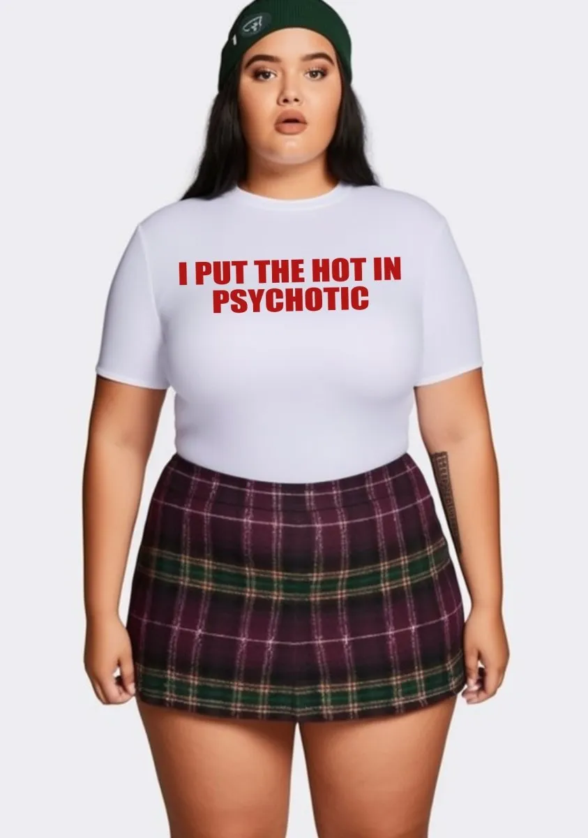 Curvy I Put The Hot In Psychotic  Baby Tee