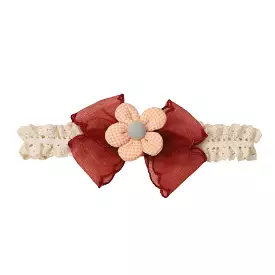 Cushion Daisey Crochet Baby Headband in Rouge