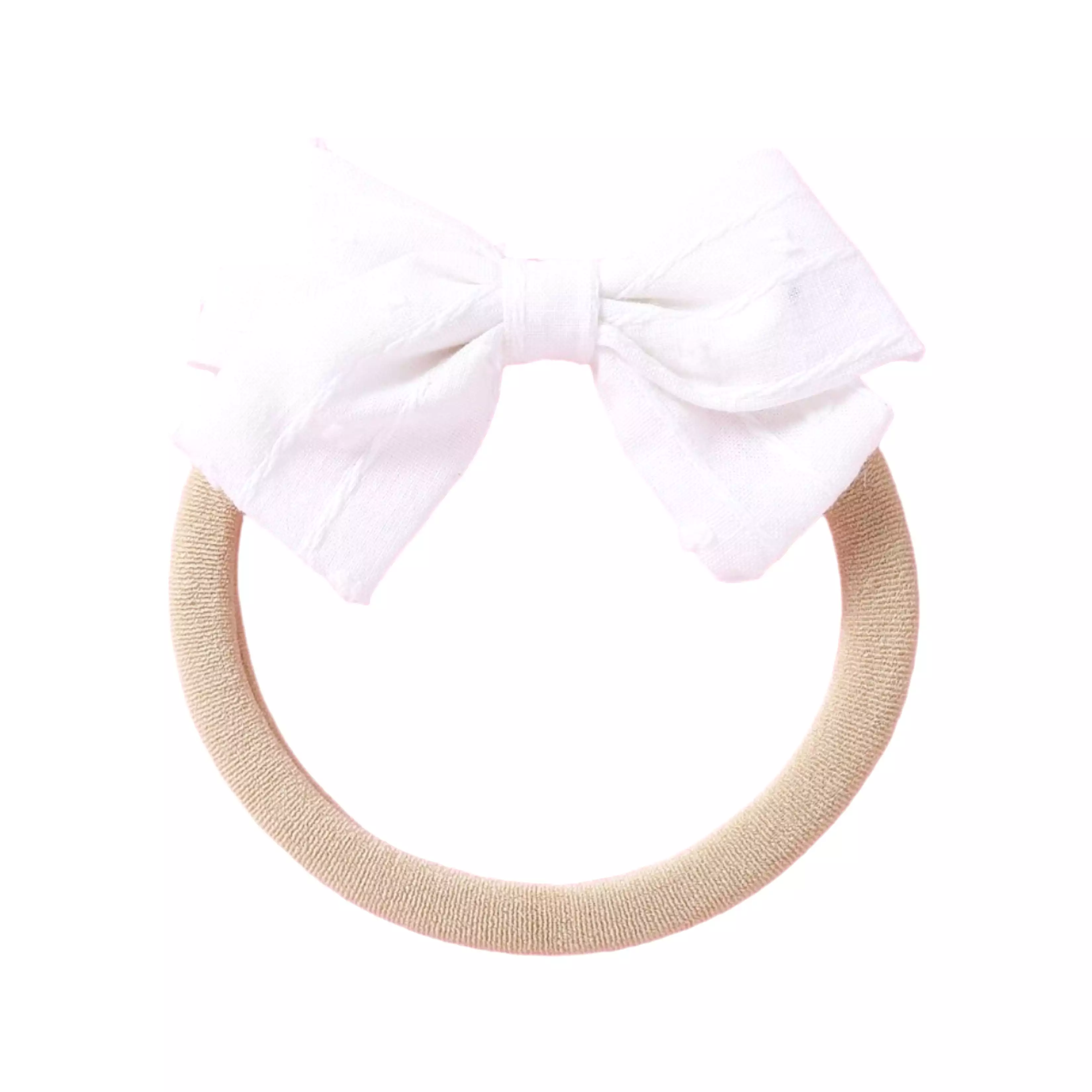 Dotty Embroidered Cotton Baby Bow in Fairy Floss