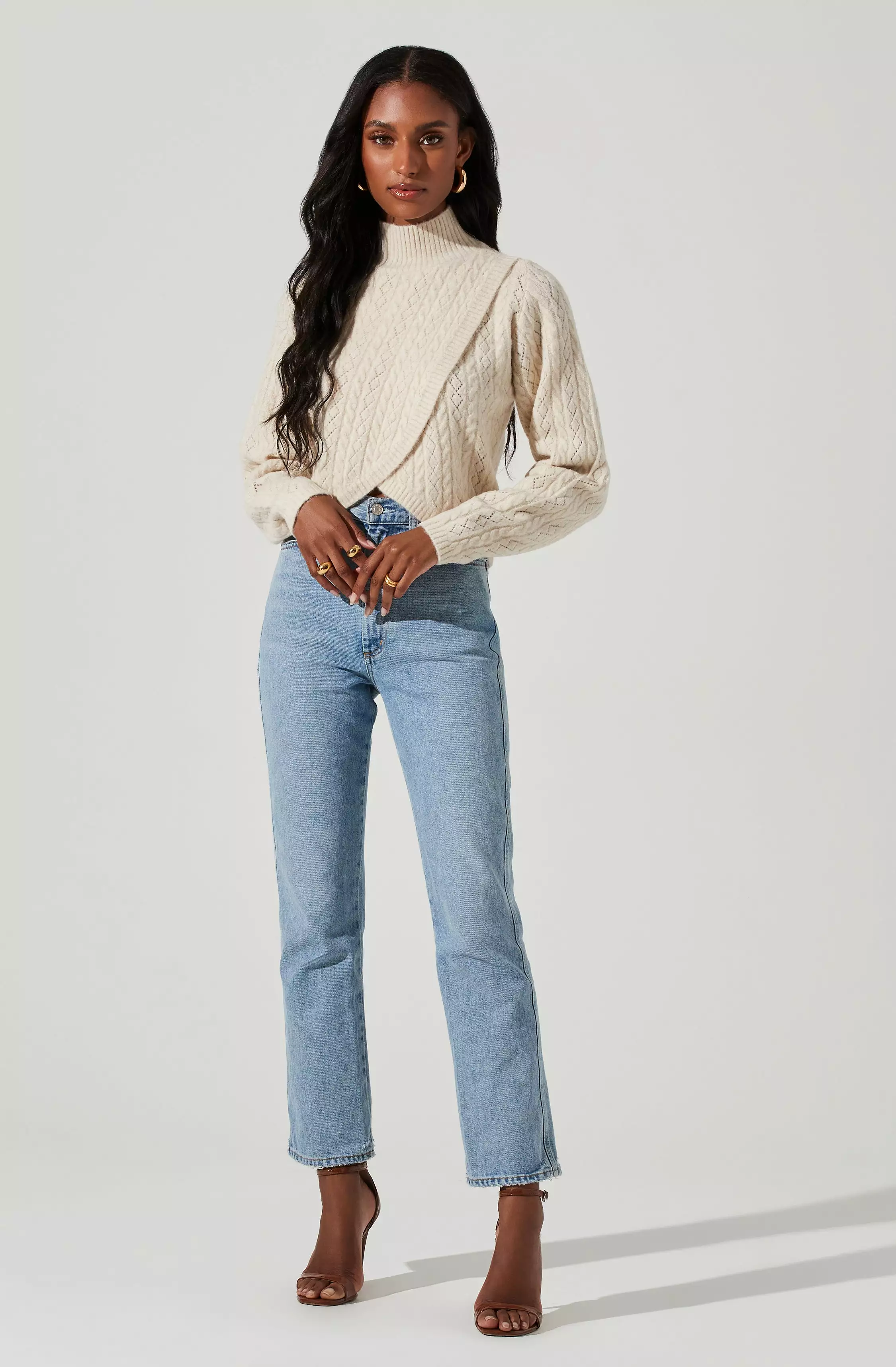 Ember Wrap Front Turtleneck Sweater