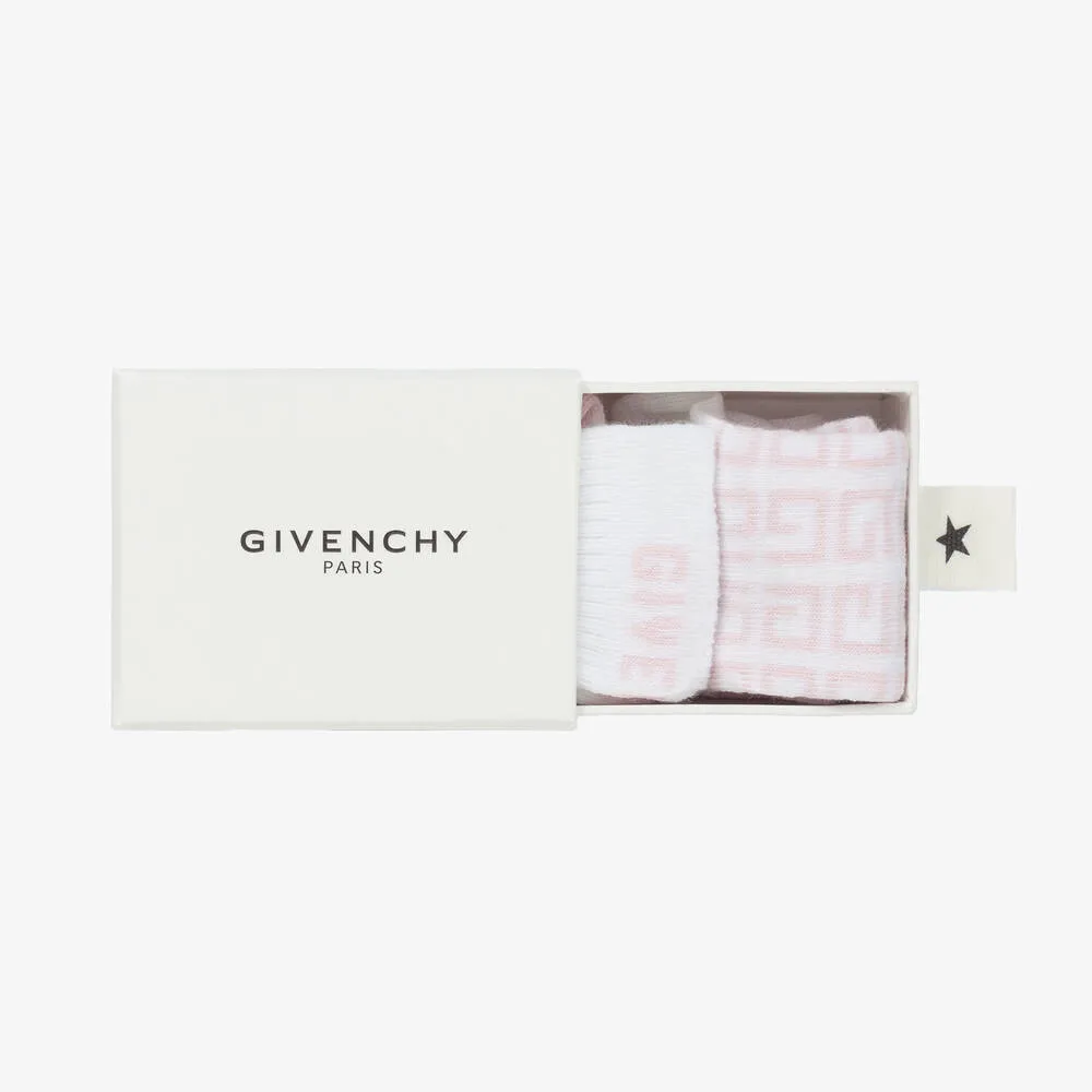 Girls White & Pink Logo Baby Socks (2 Pack)