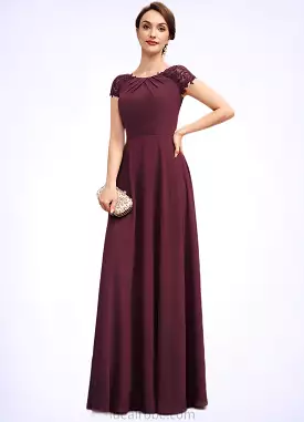 Grace A-Line Scoop Neck Floor-Length Chiffon Mother of the Bride Dress With Ruffle Lace STK126P0014662